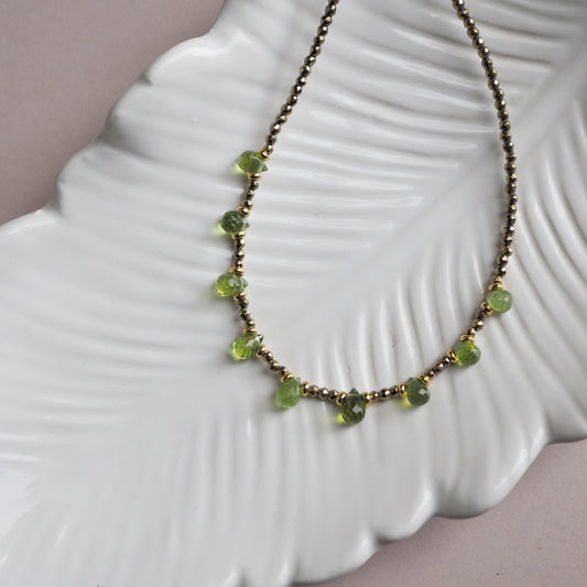 Collana Goccioline Ematite Peridoto